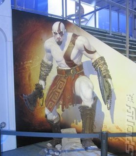  Human-sized model of Kratos watches over the Sony booth