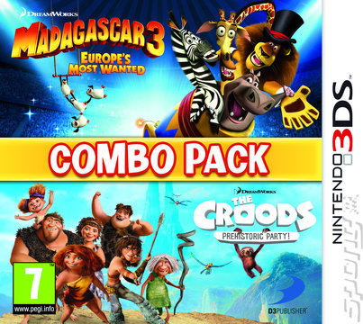 Madagascar 3 & The Croods: Prehistoric Party Combo Pack - 3DS/2DS Cover & Box Art