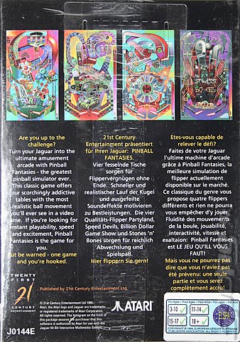 Pinball Fantasies - Jaguar Cover & Box Art
