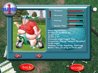 Amateur League Golf - PC Screen