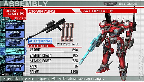 Armored Core Formula Front: Extreme Battle - PSP Screen