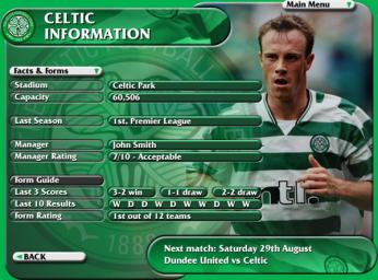 Celtic Football Coach - PC Screen