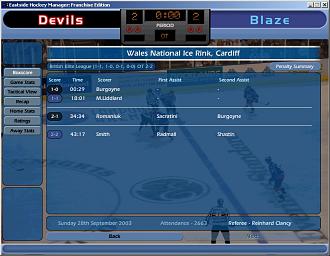 NHL Eastside Hockey Manager - PC Screen