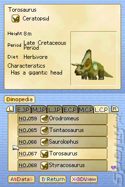 Fossil League: Dino Tournament Championship - DS/DSi Screen