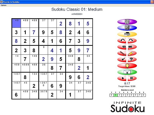 Infinite Sudoku - PC Screen