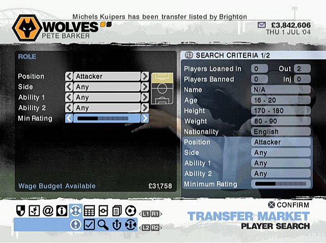LMA Manager 2006 - PS2 Screen