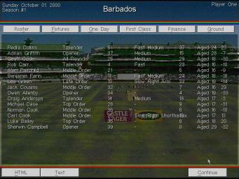 Michael Vaughan's Championship Cricket Manager - PC Screen