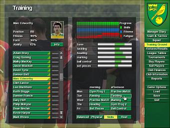 Norwich City Club Manager - PC Screen