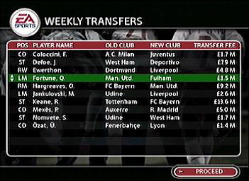 Total Club Manager 2004 - PS2 Screen