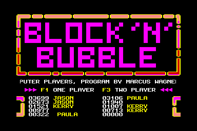 Block 'n' Bubble - C64 Screen