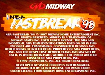 NBA Fastbreak 98 - PlayStation Screen